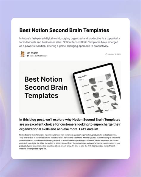 Best Notion Second Brain Templates Solt Wagner