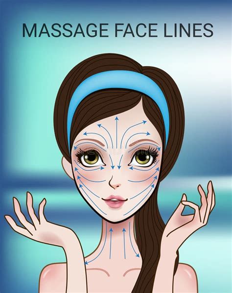 Vector Illustration With Face Massage Lines Stock Vector Illustration