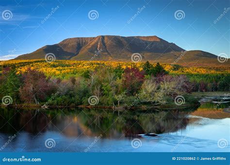 Mount Katahdin in Fall in Maine Stock Photo - Image of scenic, sunlight ...