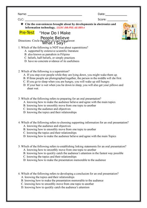 LS2 Science Worksheets JHS How Can I Make Them Believe Name Studocu