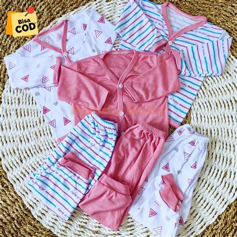 Jual Paket 6Pcs Setelan Baju Bayi Baru Lahir Lengan Dan Celana Panjang