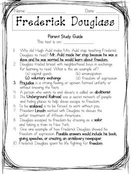 Frederick Douglass Study Guide Answer Key