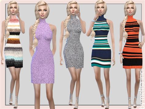 Stripe Bodycon Dress By Melisa Inci Sims 4 Female Clothes