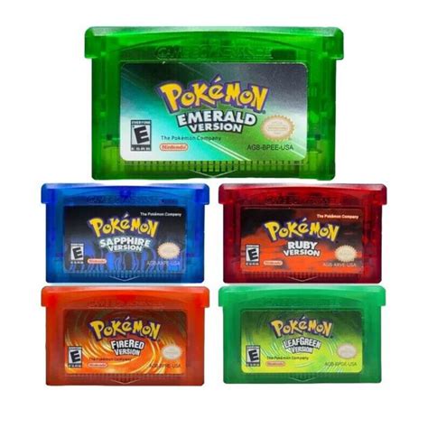 Set Of 5 Pokémon Game Cartridges For Game Boy Advance Emerald Ruby