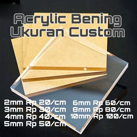 Jual Akrilik Acrylic Bening Custom Ukuran Bebas Baca Deskripsi