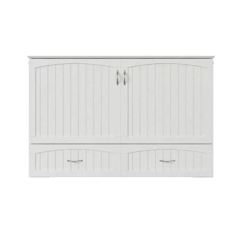 Afi Southampton Full White Murphy Bed Chest With Memory Foam Folding