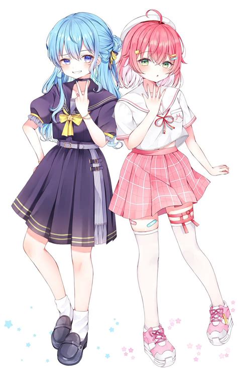 星街すいせい さくらみこ セーラー服みこめっと miko Art ほしまちぎゃらりー miComet よも丸のイラスト