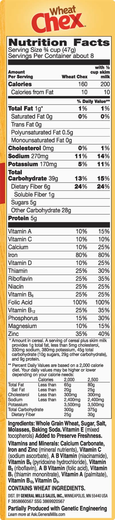 2 Pack Wheat Chex Cereal 14 Oz Nutrition Facts Clipart Large Size Png Image Pikpng