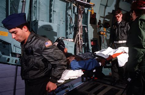 Medics From The 2nd Aeromedical Evacuation Squadron Remove Wounded