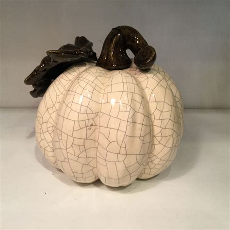 8 Cream Crackle Ceramic Pumpkin P S Flowers And Interiors