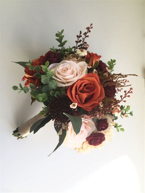 Fall Wedding Bouquet Rustic Bridal Bouquet Silk Wedding Etsy Rustic