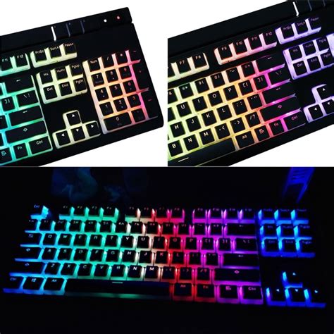 Rgb Teclas De Layout De Ansi Pbt Pudim De Leite Duplo Pele Tiro