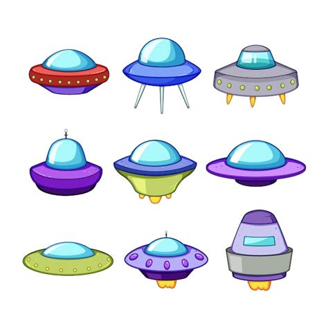 Premium Vector Ufo Ship Set Cartoon Vector Illustration