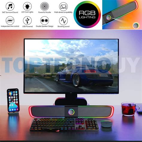 BARRA DE SONIDO PARA PC NOTEBOOK PARLANTE RGB ALIMENTADO USB SOUNDBAR