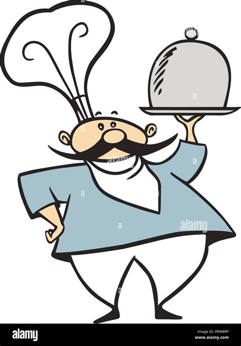 Chef Hold Tray Food Vector Illustration Stock Vector Image And Art Alamy