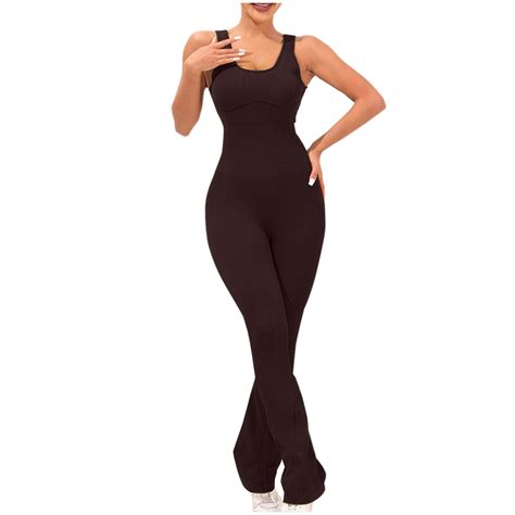 AJTQTH Women Jumpsuit U-Neck Sleeveless High-Waisted Eye-Catching