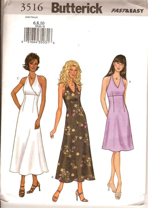 Sewing Pattern Butterick 3516 Misses Halter Dress Uncut