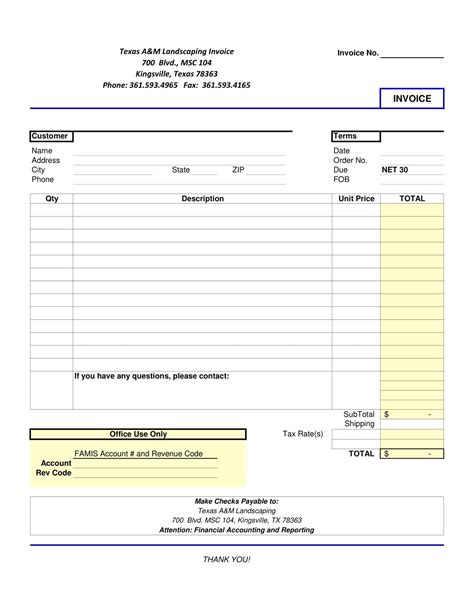 Free Printable Landscaping Invoice Templates Pdf Word With Examples