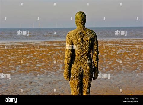 Anthony Gormley figures on Crosby Beach Liverpool Stock Photo - Alamy