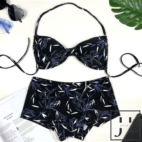 Jual Hot Naia Black Leafs Bikini Lingery Set Bikini Lingery Pantai