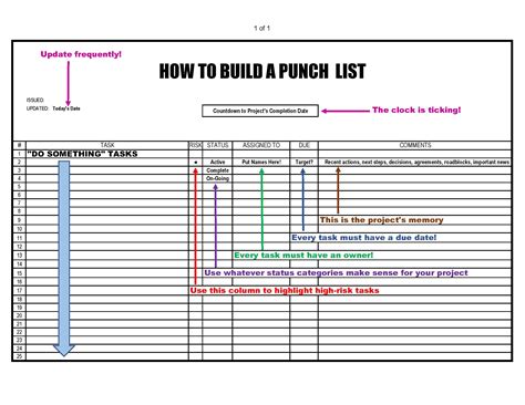 Project Management Punch List Template