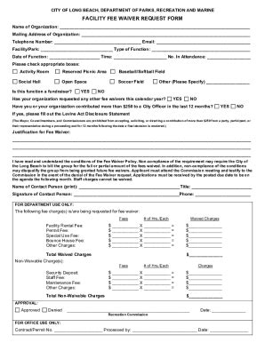 Fillable Online FACILITY FEE WAIVER REQUEST FORM Fax Email Print