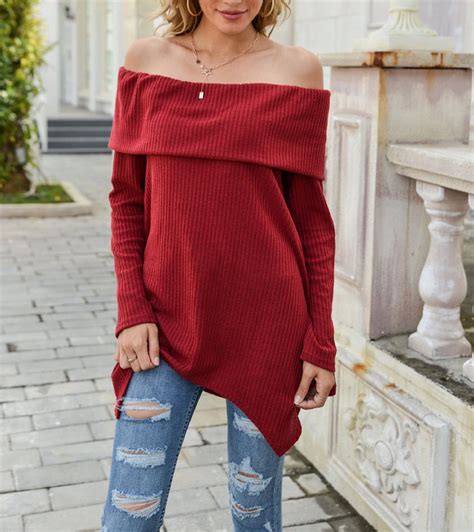 Afaz New Trading Ug One Shoulder Top Schulterfreier Pullover Mit U Boot