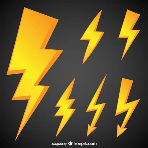 Golden lightning symbols | Free Vector