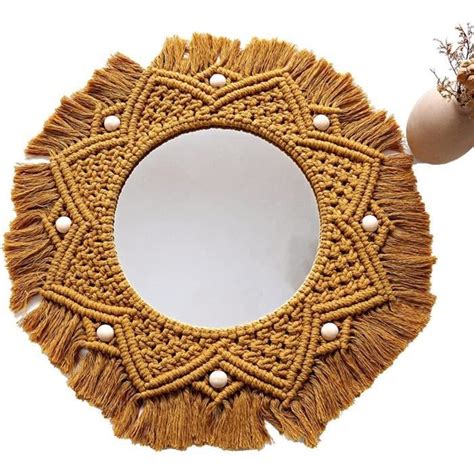 Miroir En Macram Miroir Mural Rond Avec Franges En Macram Miroirs