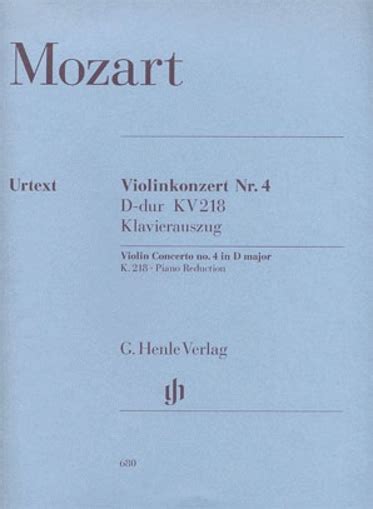 Hal Leonard Mozart W A Urtex Concerto In D Kv Violin Piano