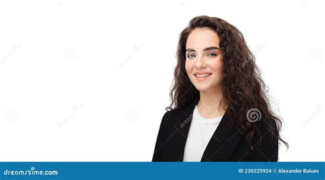 Headshot Portrait of a Smiling Girl Isolated on a White Background ...