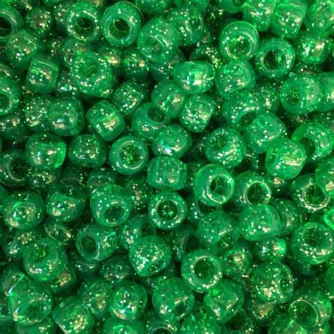 Green Glitter X Mm Pony Beads Dummy Clips Pram Charms Pony Beads