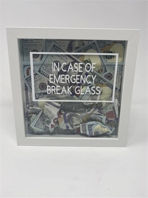 In Case Of Emergency Break Glass Realistic Money Acrylic Art Etsy