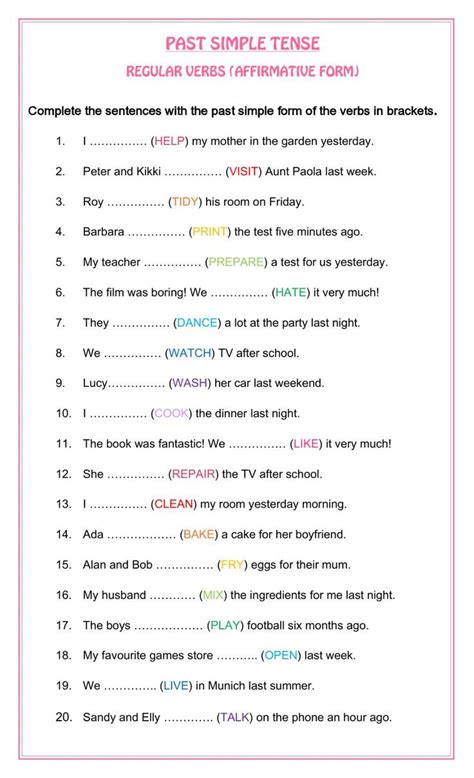 Simple Past Tense Exercises - Sammy-has-House