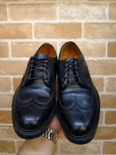 Sibleys Detroit Vintage Mens 11 B USA Black Wingtip Oxford Custom Made