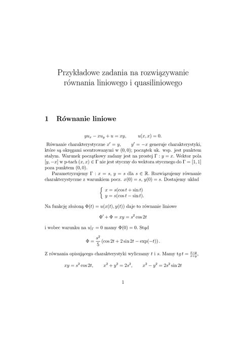 Zadaniz Przyk Adowe Z Rozwi Zaniem R Wnanie Liniowe I Quasiliniowe