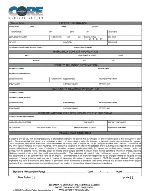 Fillable Online New Patient Forms Core Orthopaedic Fax Email Print