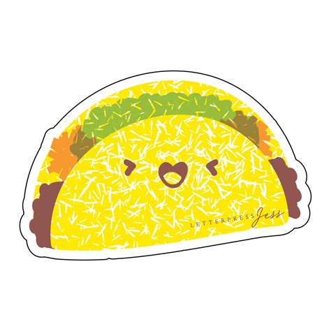 Taco Cutie Kawaii Sticker | Letterpress Jess