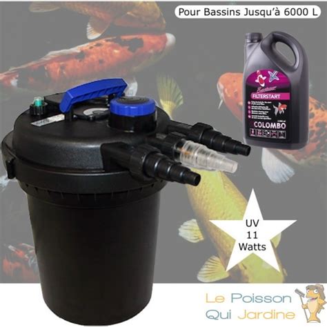 Filtre Bassins De Jardin Sous Pression UV 11W Jusqu à 6000 Litres