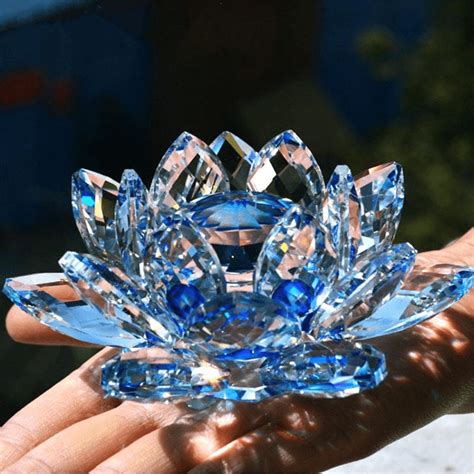 Quartz Crystal Lotus Flower WickedAF Crystals Glass Paperweights