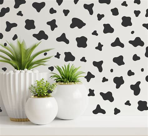 Cow Print Wall Stickers 142x Black Cow Spot Decals Animal Etsy