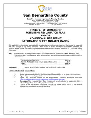 Fillable Online Cms Sbcounty Mining Transfer Of Ownership Cms