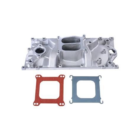 Fgjqefg Intake Manifold Satin Aluminum Dual Plane Compatible With Sbc Small Block Chevy 1996