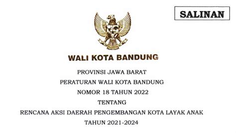 Peraturan Wali Kota Bandung No 18 Tahun 2022 Tentang Rencana Aksi