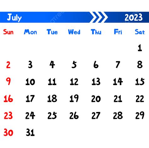 Gambar Kalendar 2023 Julai Biru Kalendar 2023 Kalendar Julai Png Dan Vektor Untuk Muat Turun