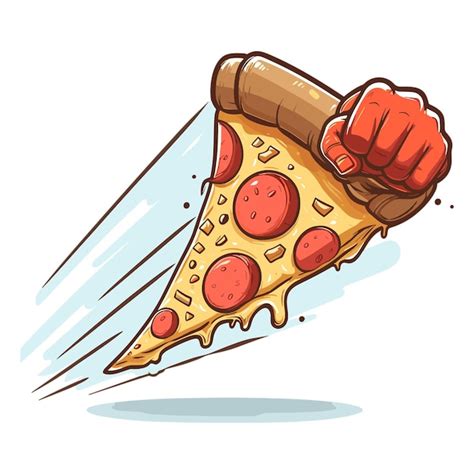 Premium Vector Flying Slice Of Pizza Vector Illustration