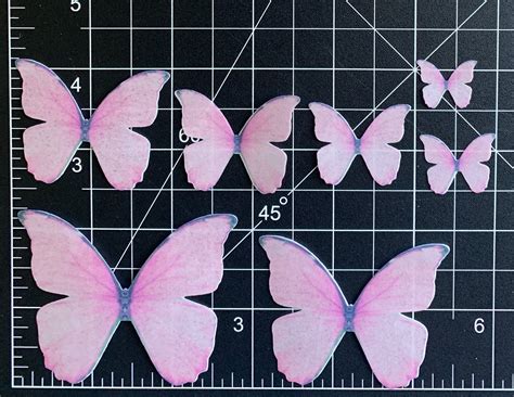 Soft Pink Ombre Edible Pre Cut 3d Wafer Paper Butterflies 16 Multi