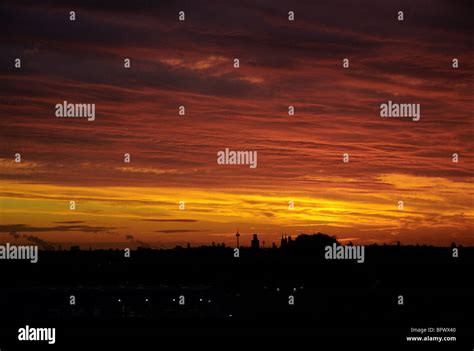 Vibrant sunset in Cologne, Germany skyline cityscape Stock Photo - Alamy