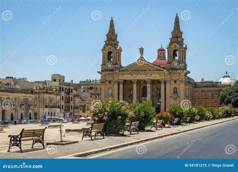 St Publius Church In Floriana Valletta Malta Stock Image Image Of Monument Facade 94181275