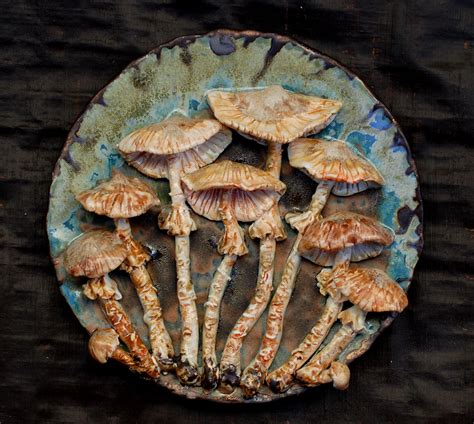 Mushrooms Figurine Wall Sculpture Decorative Saucer With D Inspire